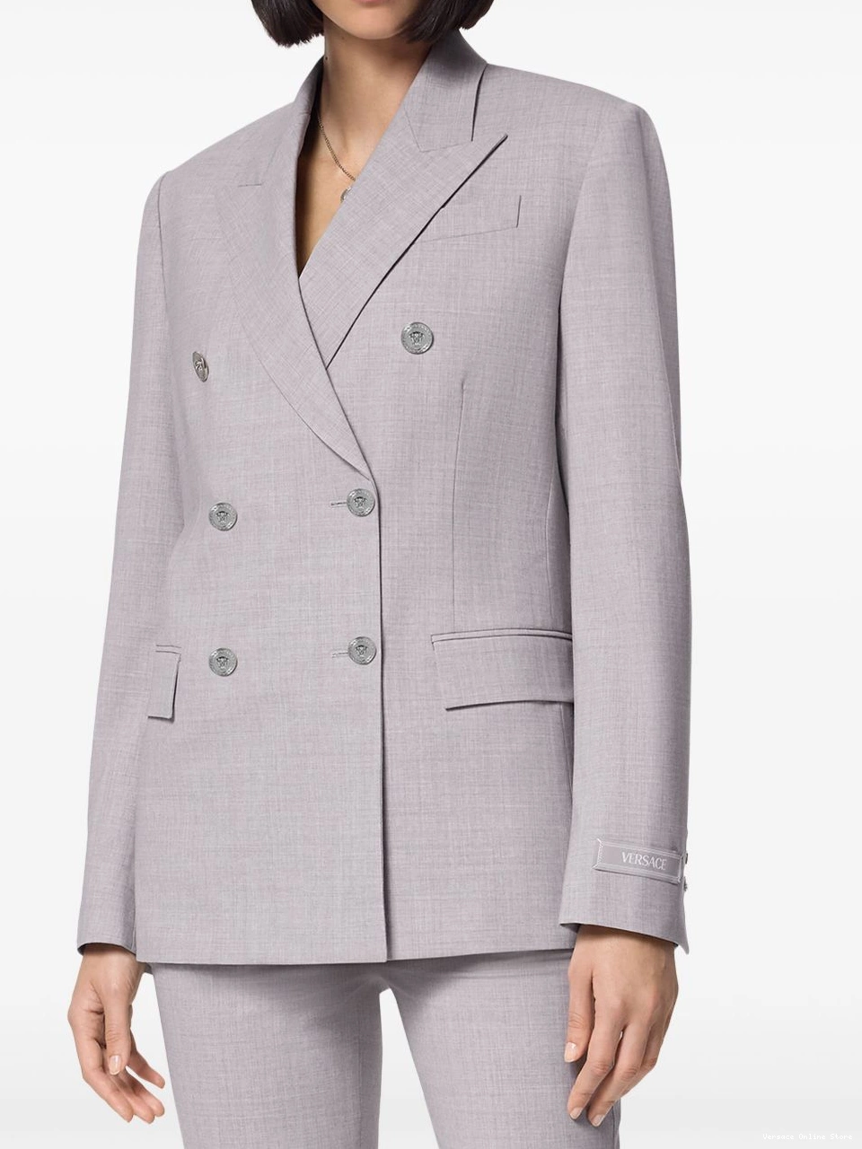 Cheap double-breasted Versace chambray Women blazer 0723